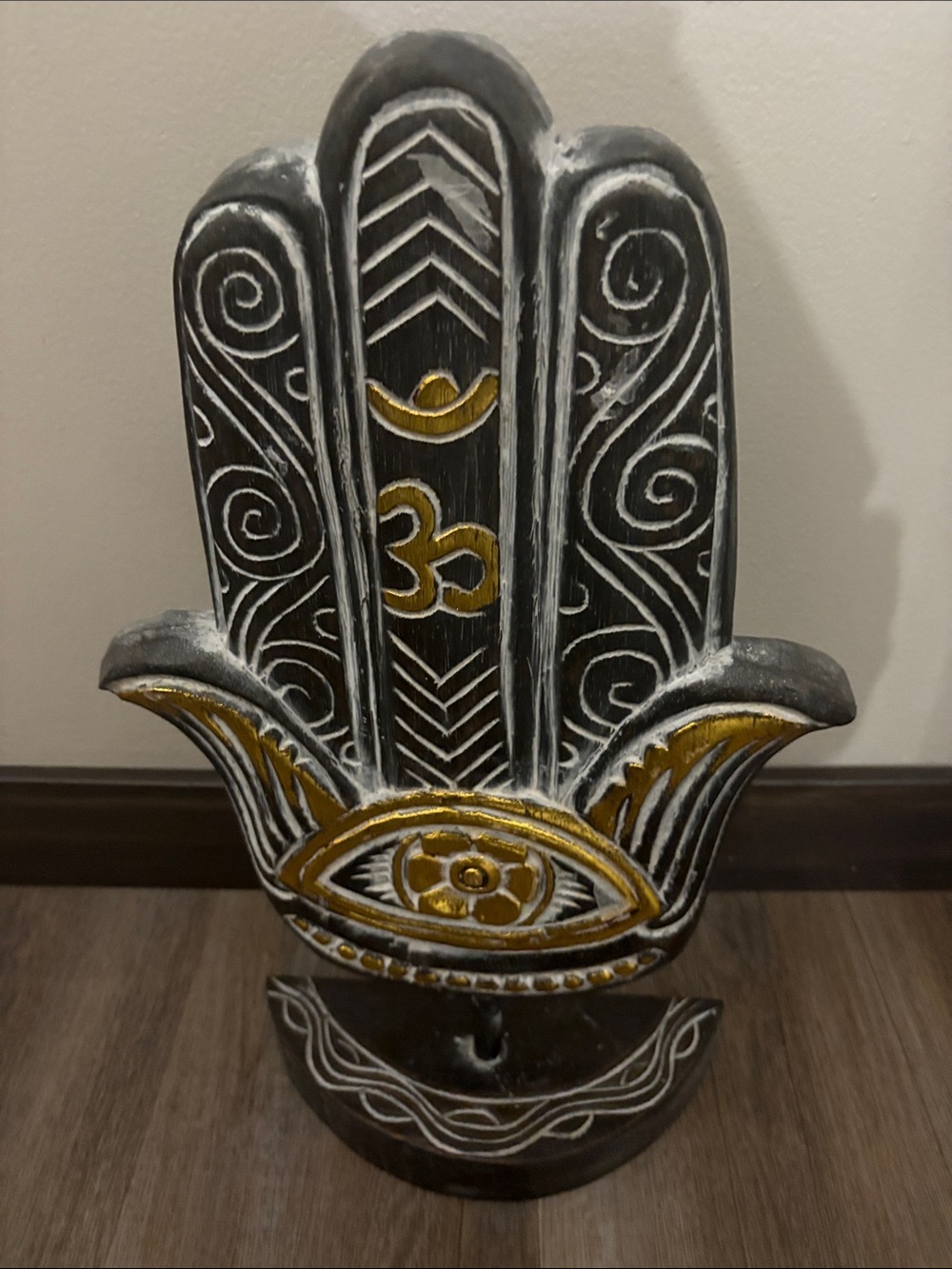 Decorative Hamsa Wall Accent in Black and Yellow